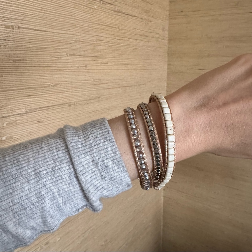 Victoria Emerson Emerald Cut Howlite Three Wrap Bracelet